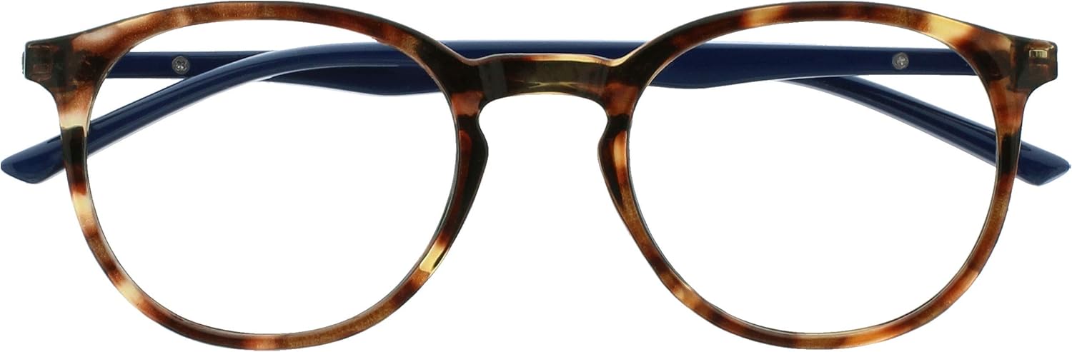 OPULIZE MET Reading Glasses for Women Men, Slim Round Frame with Spring Hinges and Scratch Resistant, Black,Brown,Grey +3 (Pack of 3)