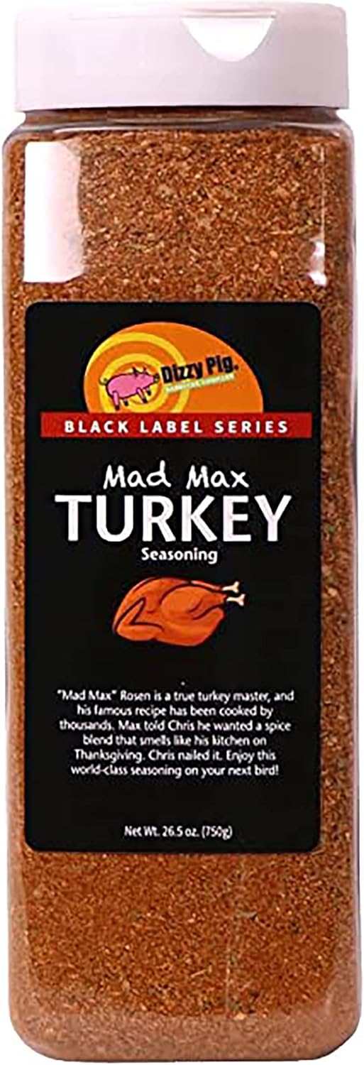 Dizzy Pig Mad Max Turkey Seasoning Rub (Quart Shaker) - Seasons Around 120lbs of Food - Hand Made in the USA - MSG Free, Gluten Free
