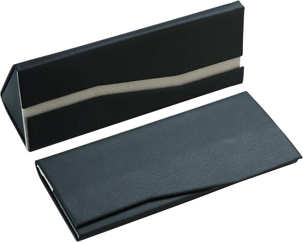 LifeArt 2 Pack Eyeglasses Case Foldable Holder Easy to Carry Matte Leather & Magnet Closure for Reading, School, Office