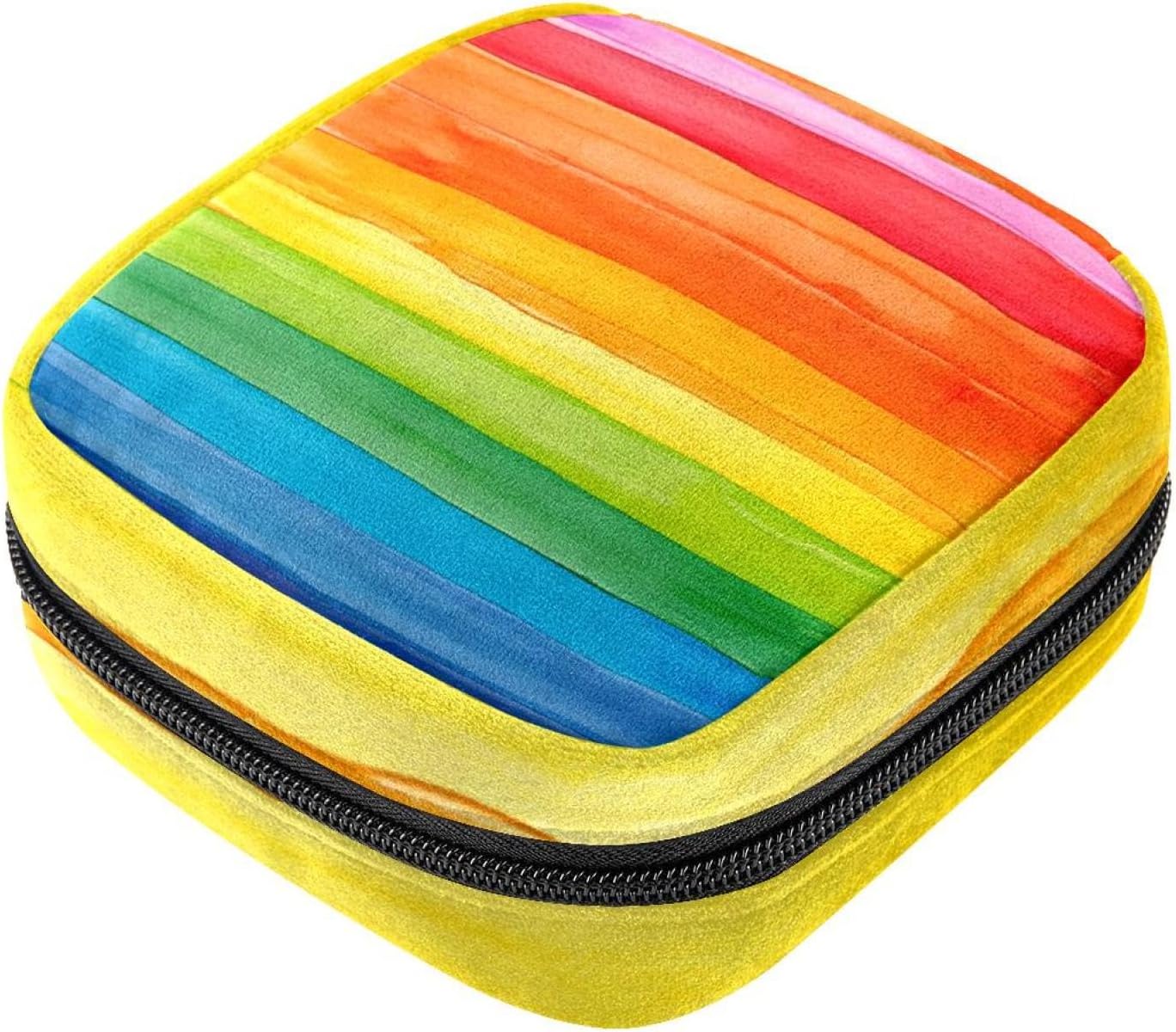 Sanitary Napkin Storage Bag,Period Bag,Pad Bag,Abstract Art Colorful Stripe Rainbow,Period Pouch