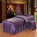 MIPOPS 4-Piece Microfiber Massage Table Sheet Set, Soft Facial Bed Cover, Solid Color Beauty Bedspreads Salon Bed Cover for Body Massage(Purple,185x70cm(73x28inch))