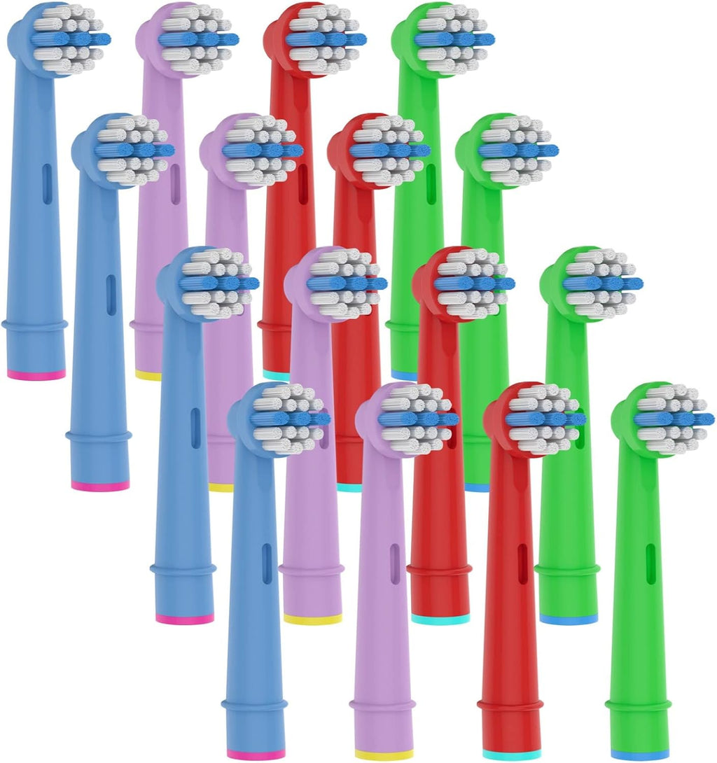 16pcs Kids Replacement Toothbrush Heads Compatible with Electric Toothbrush, Soft Bristles and Small Heads for Sensitive Teeth and Gum of the Kids