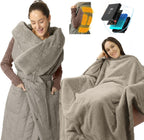 ZonLi Electric Wearable Heated Blanket, 2-in-1 Design Portable Cordless Heated Blankets Battery Operated Heated Shawl Blanket, Rechargeable Power Bank for Home, Office, Travel, Gift for Christmas