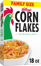 Kellogg's Corn Flakes Breakfast Cereal, Kids Cereal, Family Breakfast, Family Size, Original, 18oz Box (1 Box)