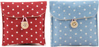 GBSTORE 2 Pcs 1 Red and 1 Blue Sanitary Napkins Bag Menstrual Cup Pouch Nursing Pad Holder Cute Polka Dot Cotton 4.7x4.7 inch Washable Organizer Storage