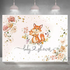 Fox Baby Shower Backdrop for Girls It's a Girl Flowers Photography Backdrops Pink Floral Animals Babyshower Background Cake Table Party Decorations Supplies Banners Photo Booth Props 7x5ft