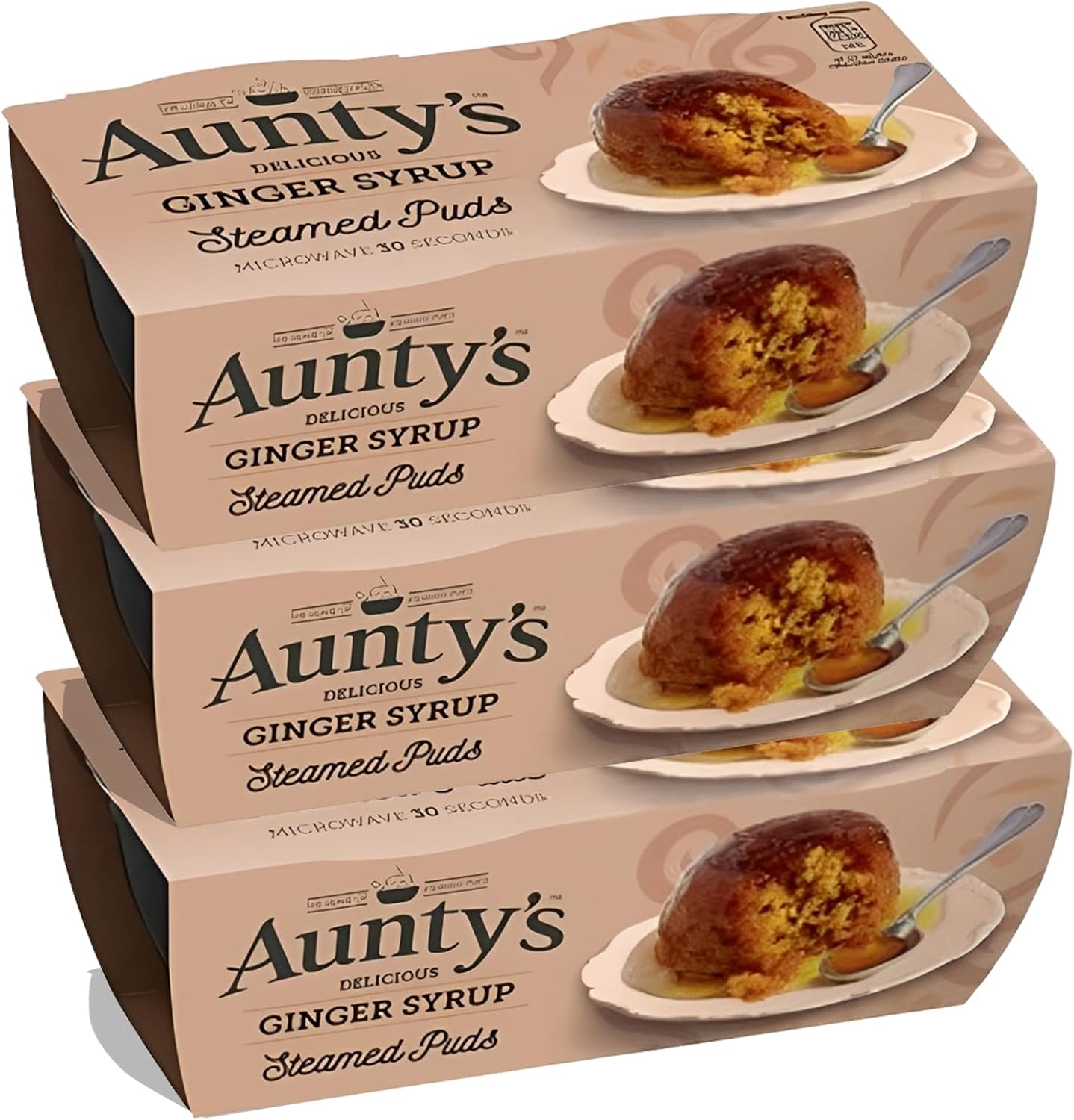 Auntys Ginger Syrup Steamed Pudding | Pack of 3 | Each Pack Contains 2 Ginger Syrup PuddingCakes | 1 Pudding Weighs 95g | Mini Pudding Cake with Ginger Sauce | Steamed Puudings