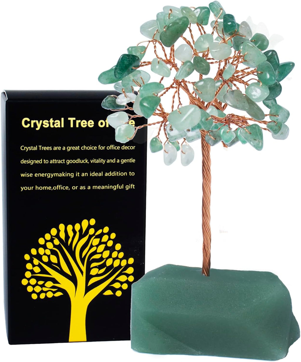 Green Aventurine Crystal Tree of Life,4 Inch Natural Healing Stones,Reiki Energy Money Tree, Handmade with Copper Wire,Feng Shui Spiritual Desk Decor for Office, Home, Meditation Gifts for Women