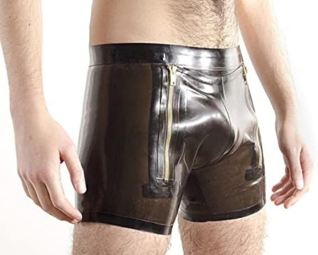 Latex Rubber Leotard Party Boxer Shorts with Zipper 0.4MM,Custom Color,X-Small