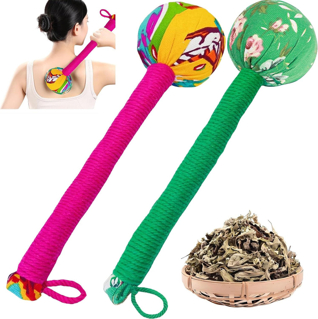 Traditional Moxa Stick Massager - Handheld Mugwort Massage Hammer for Pain Relief, Muscle Relaxation, Acupressure - Ergonomic Grip with US Design Patent.(Red, Light Green)