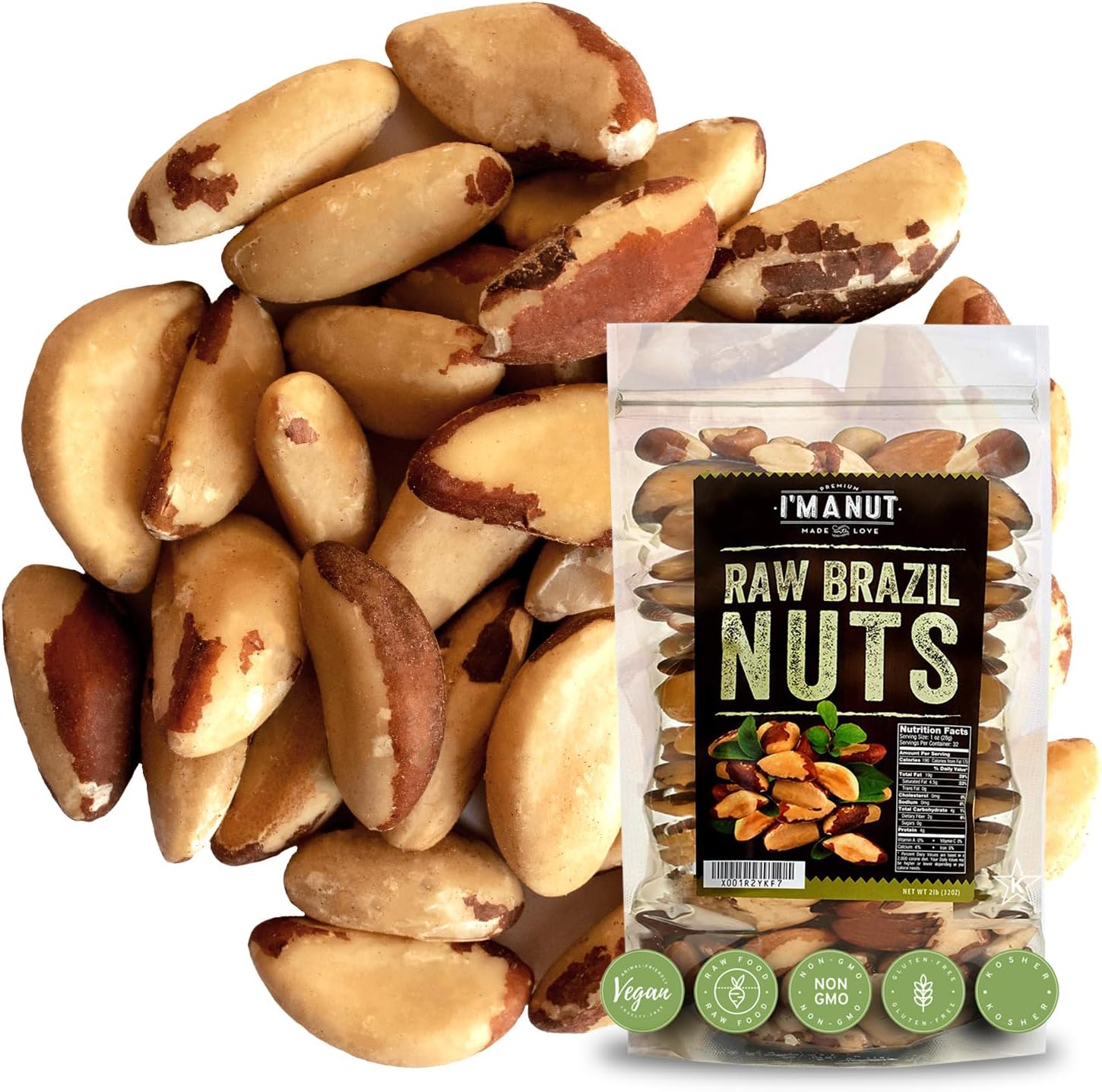 Premium Wild Harvested Raw Brazil Nuts, (8oz) - High Selenium, Batch Tested Peanut & Gluten Free, Non-GMO, Kosher, Resealable Bag