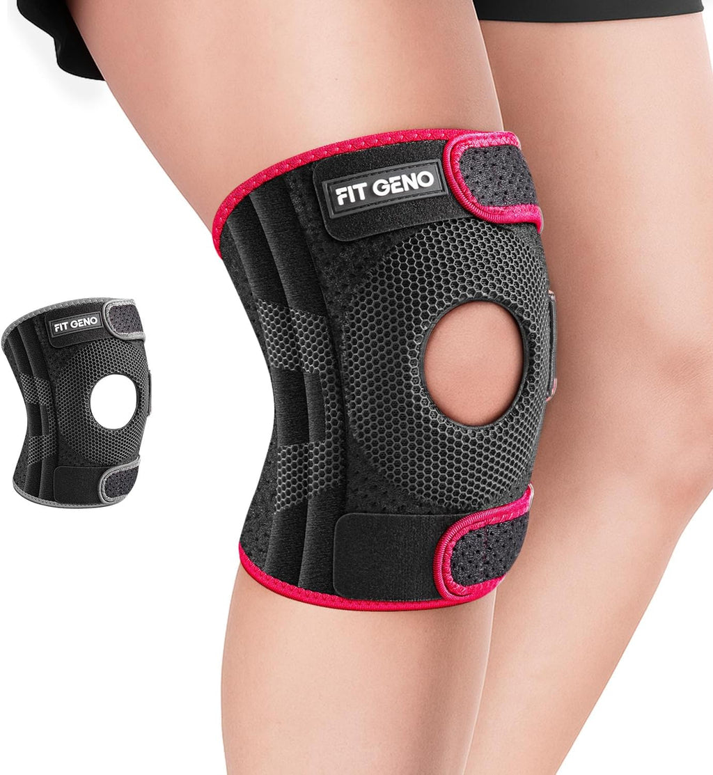 Fit Geno KneeXpert Knee Brace with Side Stabilizers & Patella Gel Pad - Adjustable Compression Support for Pain Relief, Meniscus, ACL, Arthritis, Running - M/L