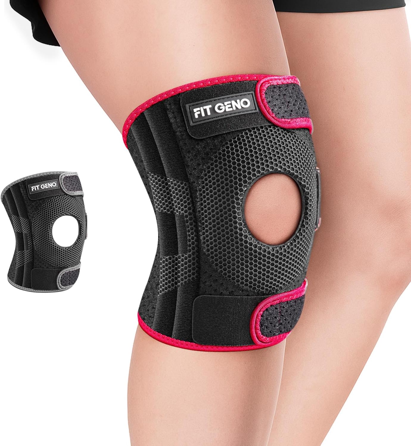 Fit Geno KneeXpert Knee Brace with Side Stabilizers & Patella Gel Pad - Adjustable Compression Support for Pain Relief, Meniscus, ACL, Arthritis, Running - M/L
