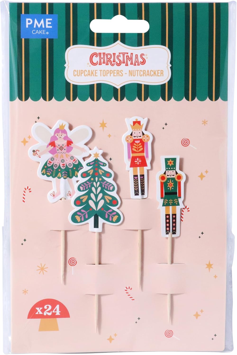 PME Christmas Cupcake Toppers-Nutcracker (Pack of 24), Medium, Multicolor