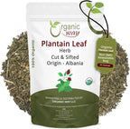 Organic Way Plantain Leaf Cut and Sifted - Herbal Tea | European Wild-Harvest | Organic & Kosher Certified | Non GMO & USDA Certified - Origin Albania (16 Ounce Pack)
