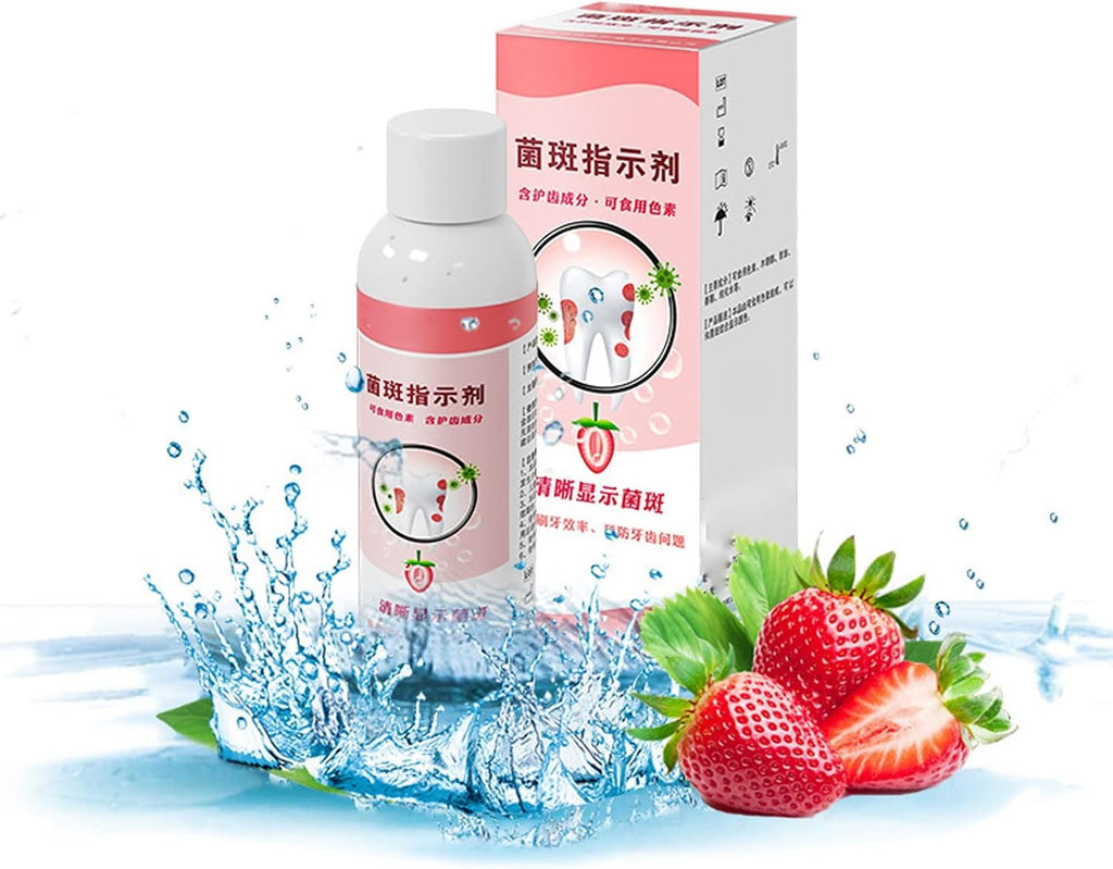 Plaque Disclosing Agent, 60ml Dental Plaque Indicator with Scale Cup, Oral Tartar Test Examination for Kids or Adults Teeth, Plaque Identifying, Care About Your Dental Hygiene