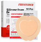 FRESINIDER Sacral Silicone Foam Dressing 7" x 7", 10 Pack, Adhesive Border, Absorbent & Breathable, for Pressure Ulcers, Bed Sores & Wound Care