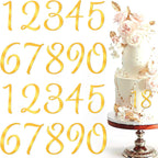 Tyqour 20 Pcs Gold Shiny Acrylic Number Cake Toppers 0-9 Number for Cake Topper DIY Handmade Cakes Sign Decorations for Birthday Party Wedding Anniversary