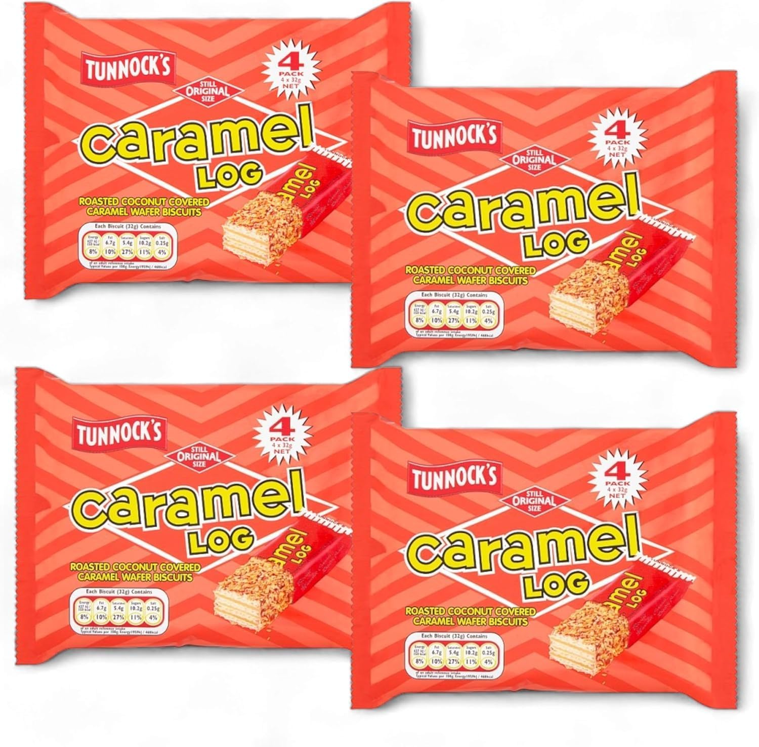 Tunnock's Caramel Log Wafers - 4 x 4 Pack