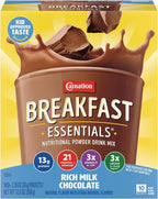 Carnation Breakfast Essentials Powder Drink Mix Rich Milk Chocolate, 10 Count Box of 1.26 Ounce Packets (Pack of 6)