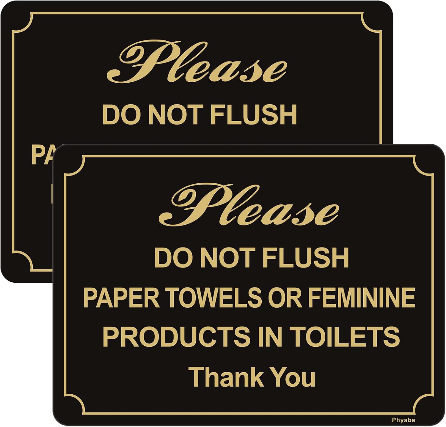 Do Not Flush Paper Towels or Feminine Products in Toilets Sign 10” x 7” Thick Acrylic Self-Adhesive Modern Design Sign, Easy to Install