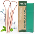 RONAVO Tongue Scraper for Adults, Tongue Scrapper for Women, Metal Tongue Cleaner with Travel Case for Oral Care, Fresher Breath in Seconds, Easy to Use and Clean, 2 Pack