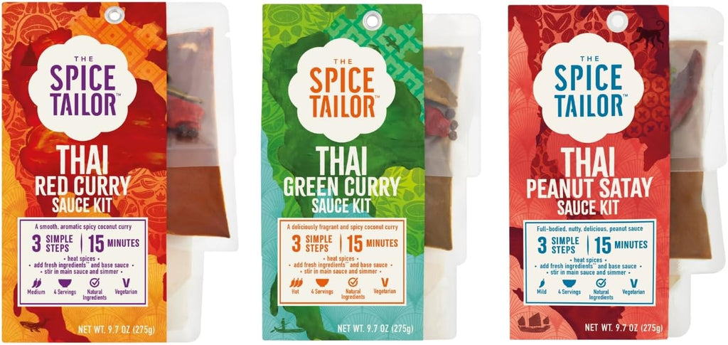 Spice Tailor 3 Simple Steps Restaurant Quality Meals in Minutes Kits Ready in 10 Minutes (3 Pack, Thai Curry Variety)