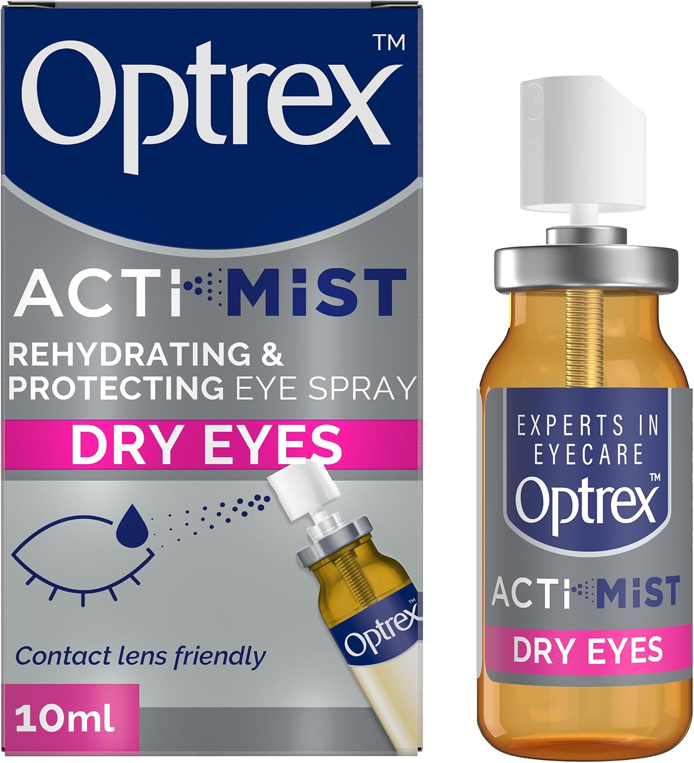 Optrex ActiMist 2in1 Eye Spray for Dry + Irritated Eyes 0.34oz (10ml)
