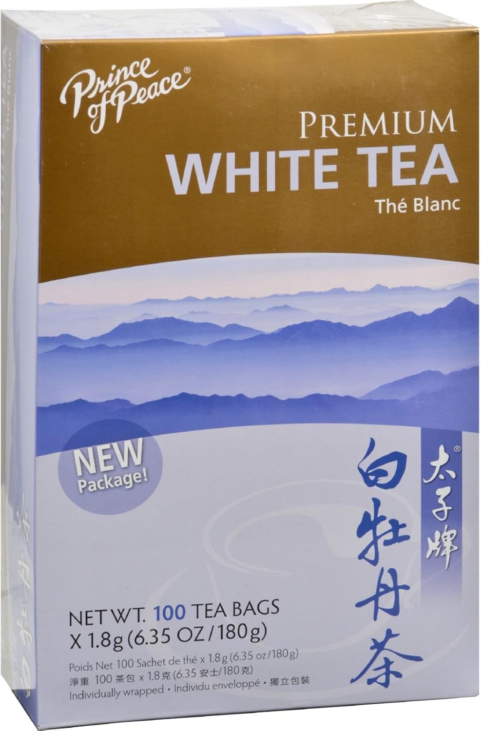 Pack of 6 x Prince of Peace Natural Premium Peony White Tea - 100 Tea Bags