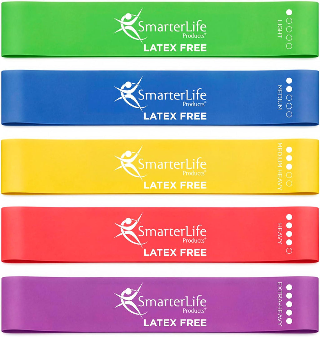 SmarterLife Resistance Bands for Working Out, Latex-Free Exercise Bands for Women, Men, 5 Extra Wide Workout Bands for Weight Loss, Home Gym, Booty Bands, Physical Therapy Bands, Workout Guide