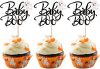 Rsstarxi 24 Pack Ghost Baby Boo Cupcake Toppers Glitter Spooky Little Boo Cupcake Picks for Halloween Theme Baby Shower Kids Boys Girls Birthday Party Cake Decorations Supplies Black