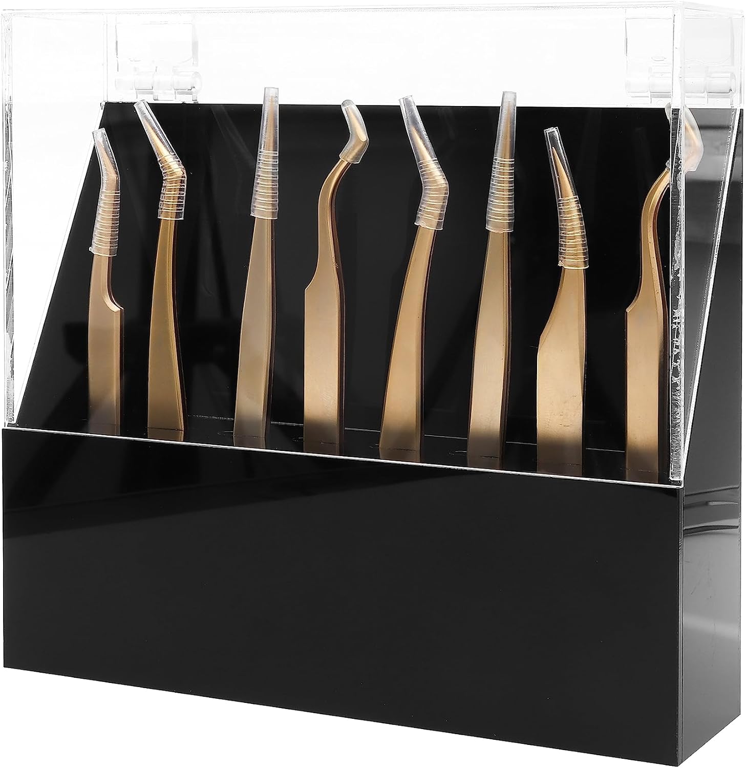 Tweezers Storage Box 8 Holes Holder Lash Tweezers Storage for Eyelash Extensions Eyelash Professional(Black,Only the Box)