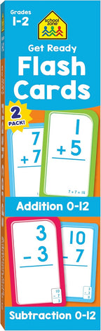 School Zone Get Ready Flash Cards Addition & Subtraction 2-Pack: 112 Math Cards, 1st & 2nd Grade, Addition 0–12, Subtraction 0–12, Early Math, Speed & Retention, Ages 6–8
