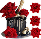 Rsstarxi 9 Pack Red Rose Cake Topper Artificial Flowers Cake Pick Artificial Rose Wedding Cake Decorations for Bridal Shower Birthday Wedding Anniversary Happy Valentine's Day Party Supplies