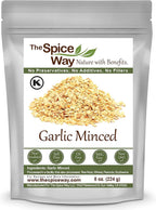 The Spice Way Minced Garlic - 8 oz - US Grown whole bulk dehydrated dried garlic flakes, more coarse than dry powder