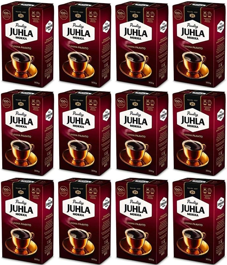 Paulig Juhla Mokka Dark Roast fine ground Coffee 12 Packs of 500g
