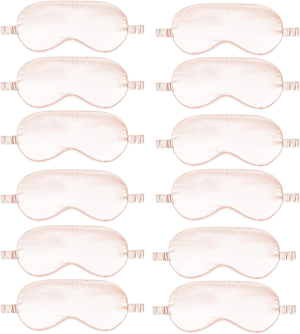 12PACK Silky Sleep Masks Satin Eye Mask Silk Eyes Cover for Sleeping Blackout Eyeshades Soft Blindfold Travel Nap Gifts