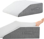 Nordjager Leg Pillow for Elevation & Support, 24"x22"x10" Memory Foam Cushion with Grey White Patterned Polyester Cover, Ideal for Improving Circulation & Relaxing Leg