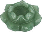 mookaitedecor Green Aventurine Carved Gemstone Lotus Flower Statue Crystal Ball Stand/Candle Holder Decorative