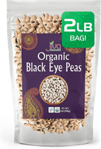 Jiva Organics Organic Black Eye Peas 2 Pound Bag - Cowpeas, Non-GMO, Natural