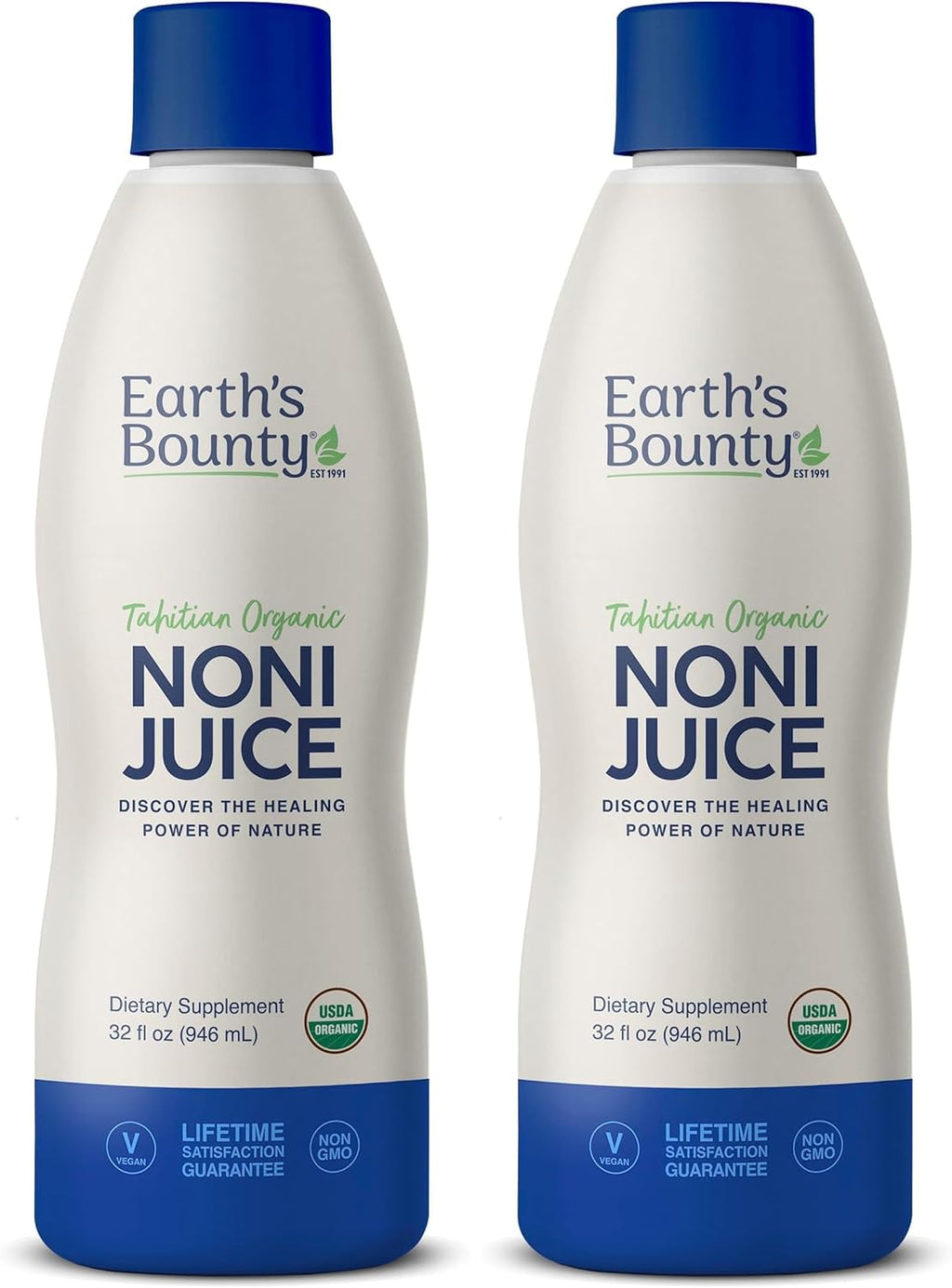 Earth's Bounty Tahitian Organic Noni Juice - 32 fl.oz - 100% Pure, Natural Immune & Joint Support - Organic, Kosher Noni Juice - No Additives (Pack of 2)