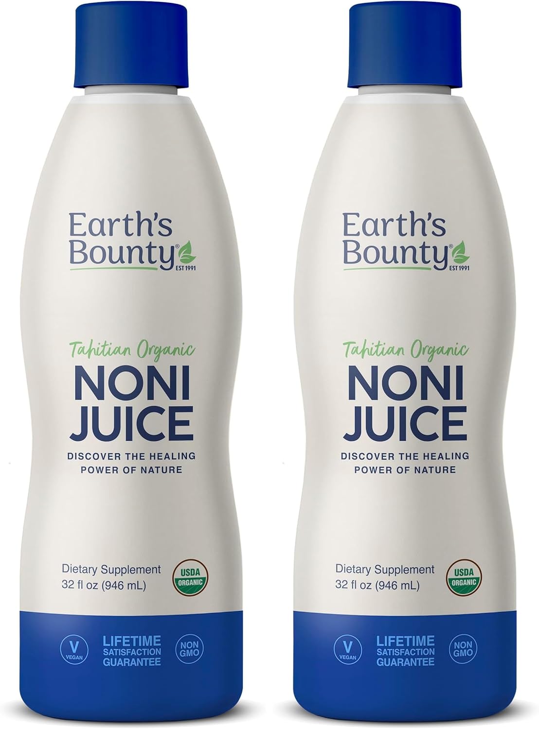 Earth's Bounty Tahitian Organic Noni Juice - 32 fl.oz - 100% Pure, Natural Immune & Joint Support - Organic, Kosher Noni Juice - No Additives (Pack of 2)