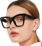 OCCI CHIARI Oversized Black Thick Reading Glasses for Women 1.0 Fashion Readers 1.0 1.25 1.50 1.75 2.0 2.25 2.50 2.75 3.0 3.5 4.0(Black, 1.0)
