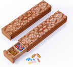 Wooden 7 Day Pill Organizer, Daily Once-a-Day Pill Box, Portable Travel Pill Case with Medium Compartments, Arthritis Friendly for Weekly Medication & Vitamin Tracking (Sapele)