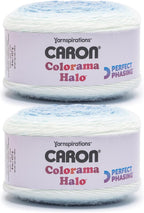 Caron Colorama Halo Cake Caron Skylight Frost Yarn - 2 Pack of 8oz/226.79g - 71% Acrylic,18% Nylon,11% Polyester - #5 Bulky - 60 Yards for Knitting, Crocheting & Crafts