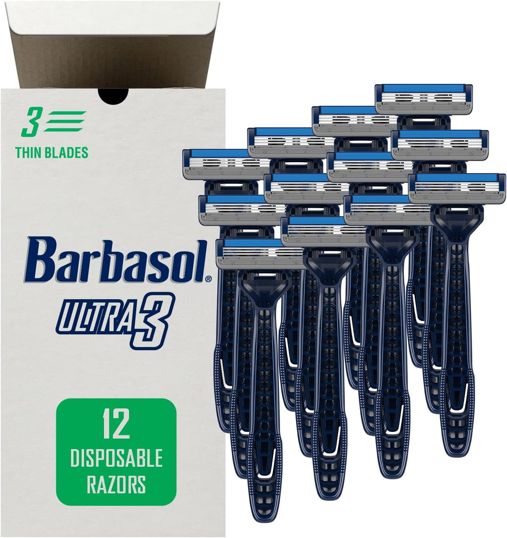 Barbasol Ultra 3 Premium Disposable Razor Value Pack Bundle (3 Packs/12 Total Razors)