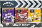 Movie Night Popcorn Seasoning Kit, DIY Popcorn, Popcorn Seasoning Shakers, 3 Flavors: Chocolate Caramel, Cinnamon Toast and Sweet & Salty, 11.5oz, Imported from UK