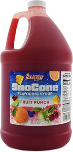 Snappy Fruit Punch Sno Cone Syrup, 1 Gallon (128 ounces) Size, Ready to Use For Snow Cone Machines, Flavored Syrup for Shaved Ice, 14 Snow Cone Flavor Options