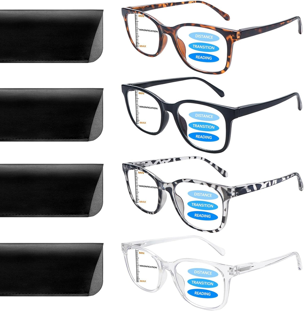 VIDEBLA Progressive Multifocus Reading Glasses for Women Blue Light Blocking Spring Hinges Fashion Pattern Print Readers