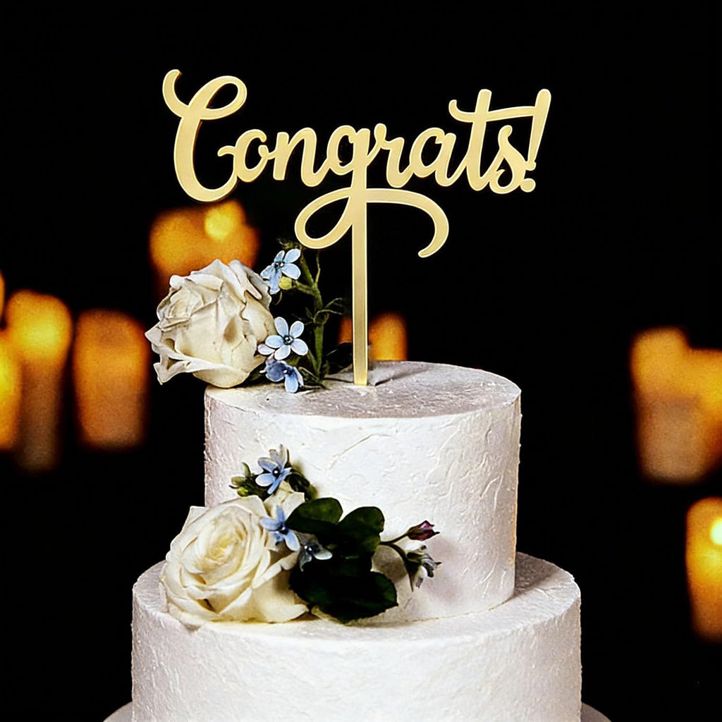Golden Congrats Cake Topper-Acrylic Congratulations 2026 Graduation Cake Decor-Complete Party Supplies for 2026 High School & College & Senior Celebrations